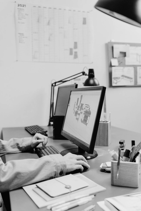 Workspace with a desktop monitor